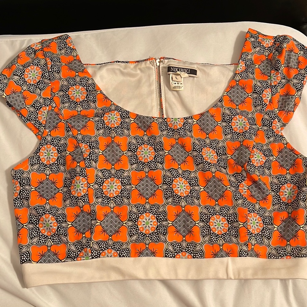 Orange Green Black + White Printed Two Piece Set